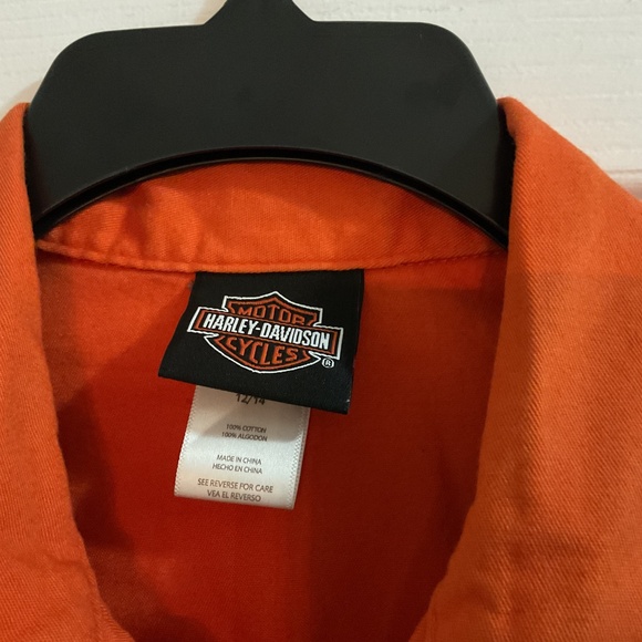 Youth Harley Davidson Short Sleeve Button-up Shirt, Size 12/14 - Picture 2 of 8